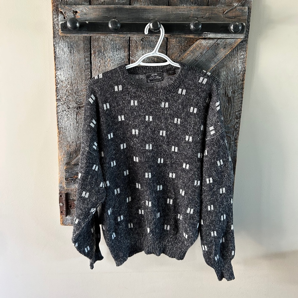 Men's Vintage Sears Sweater Charcoal Grey w/White Graphics